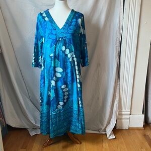 Vibrant Blue and White Maxi Dress